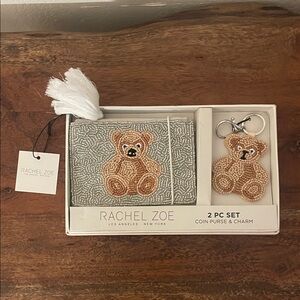 Rachel Zoe Boxed Gift Set: Beaded Teddy Bear Coin Purse and Keychain